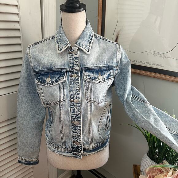 SPECIAL A Womens Jean Jacket Small Acid Wash Denim Biker Bohemian Casual - Picture 1 of 16